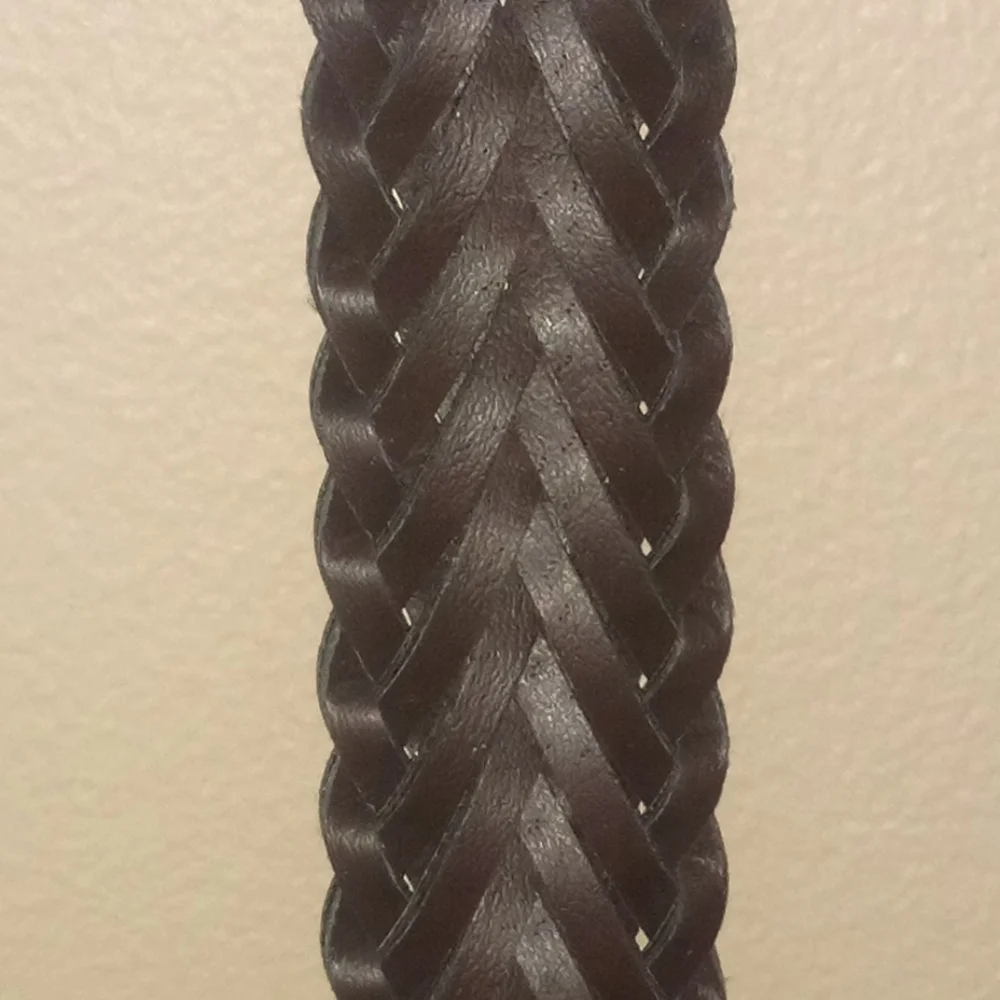 Kids' Braided Leather Look Belt - Dark Brown Fits Up To 38